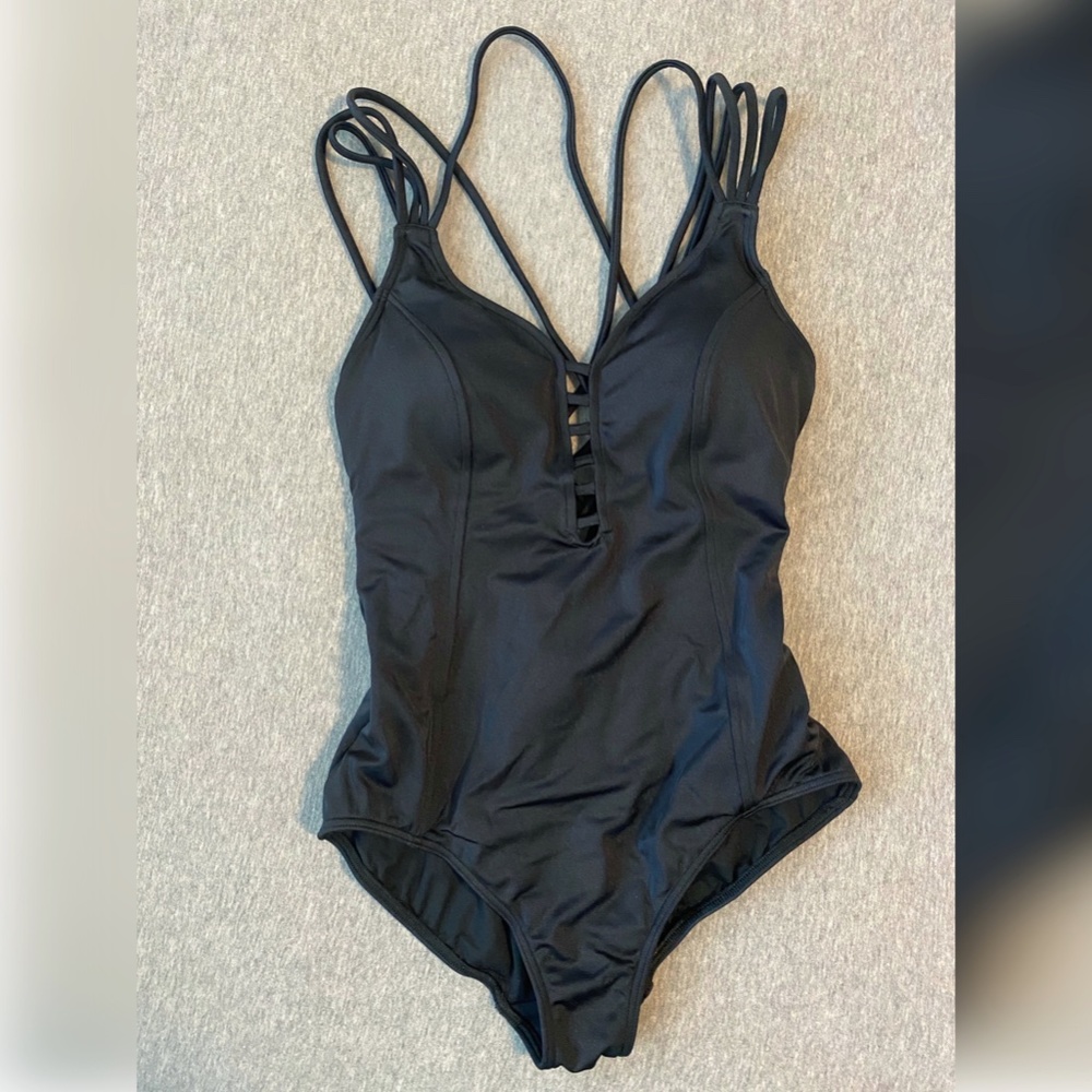 Seafolly Deep V Black Swimsuit